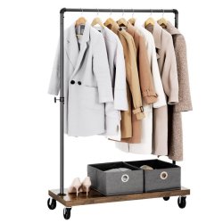 Tjstativ p hjul - garderobestativ med hylde og tjstang
