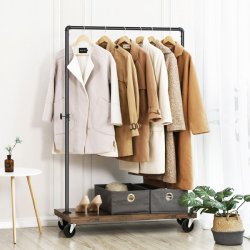 Tjstativ p hjul - garderobestativ med hylde og tjstang