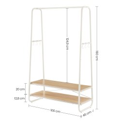 Tjstativ - hvid og brun tjstativ med bjlestang og skohylder