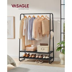 T�jstativ - sort t�jstativ med b�jlestang og skohylder