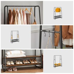 Tjstativ - rustik brun tjstativ med bjlestang og skohylder