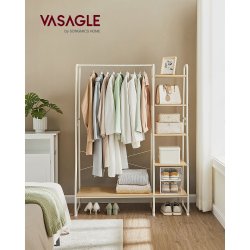 Tjstativ - hvid og brun tjstativ med bjlestang og 5 hylder