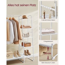 T�jstativ - hvid t�jstativ med b�jlestang og 5 hylder