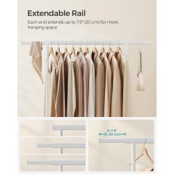 T�jstativ p� 4 hjul - kraftig hvid garderobestativ til 90 kg