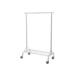 T�jstativ p� hjul - kraftig krom garderobestativ til 50 kg