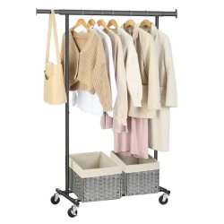 T�jstativ p� 4 hjul - kraftig sort garderobestativ til 90 kg