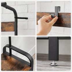 Garderobestativ med knagerkker og 2 skohylder - rustik brun