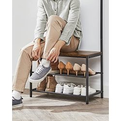 Garderobestativ med knager�kker og 2 skohylder - rustik brun