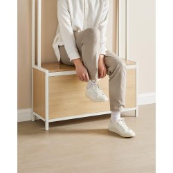 Garderobestativ med knager�kker og skoskab - eg brun og hvid