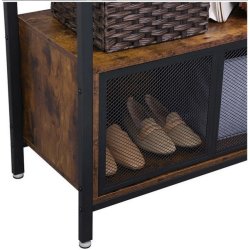 Garderobestativ med skab, hattehylde og bjlestang - rustik brun