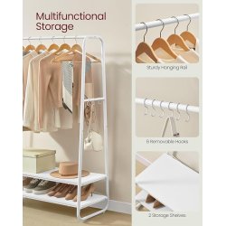 T�jstativ - hvid t�jstativ med b�jlestang og skohylder