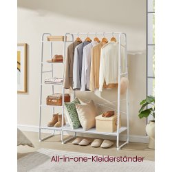 T�jstativ - hvid t�jstativ med b�jlestang og 5 hylder