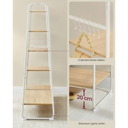 Tjstativ - hvid og brun tjstativ med bjlestang og 5 hylder