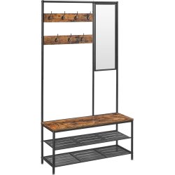 Garderobestativ til entre med bnk - tjstativ - rustik brun