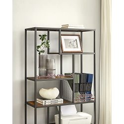 Bogreol med 6 hylder - gulvreol - rustik brun 30 x 80 x 180