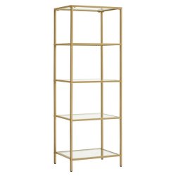 Badevrelsesreol med hrdet glas og gyldent stel 40x30x124,5