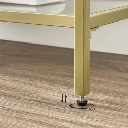 Konsolbord - sidebord med hrdet glas og gyldent stel 130x30x73,3