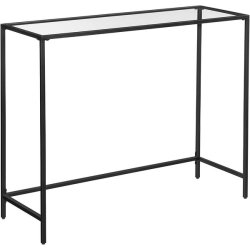 Konsolbord - sidebord med hrdet glas og sort stel 100x35x80