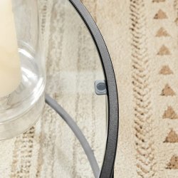 Stuebord - rundt sofabord med hrdet glas og sort stel - 84