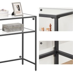 Konsolbord - sidebord med hrdet glas og sort stel 100x35x80