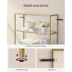 Badev�relsesreol med h�rdet glas og gyldent stel 80x30x177,3