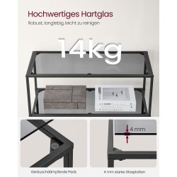 Badevrelsesreol med hrdet gr glas og sort stel 80x30x177,3