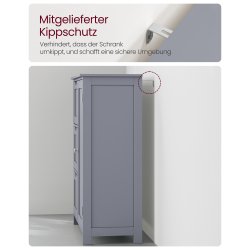 Kommode med skab og 3 skuffer - gr� 60 x 30 x 80 cm