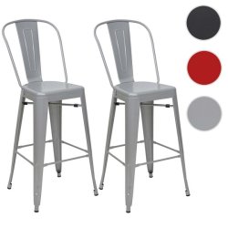 Barstol i industriel design - 2 stk barstole i gr metal med hj rygln