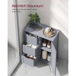 Kommode med skab og 3 skuffer - gr� 60 x 30 x 80 cm