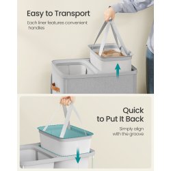 Vasket�jskurv med 2 rum - 2 vasket�jsposer - 170 liter - gr�