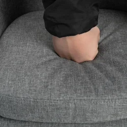 Barstol - 2 barstole med trben, lysegr stof, armln og rygln