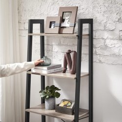 Reol - stigereol i industrielt design - gr beige 138 x 56 x 34