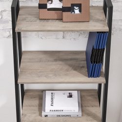 Reol - stigereol i industrielt design - gr beige 138 x 56 x 34