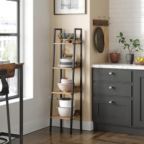 Reol - stigereol i industrielt design - rustik brun 140 x 30 x 34