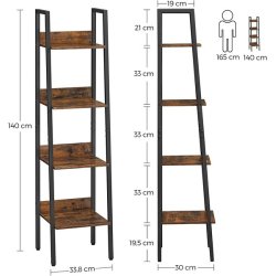Reol - stigereol i industrielt design - rustik brun 140 x 30 x 34
