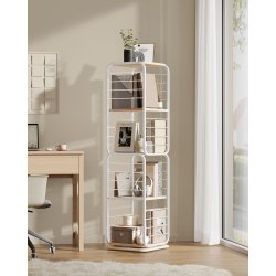 Reol - 360 roterbar bogreol - hvid gulvreol - 43 x 43 x 158