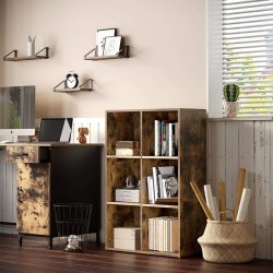 Bogreol - rumdeler i industrielt design - rustik brun 65,5x30x97,5