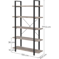 Reol - stuereol i industrielt design - gr beige 177,5 x 105 x 33,5