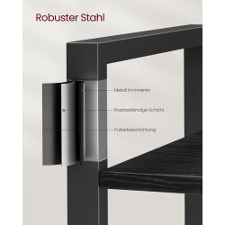 Reol - stuereol i industrielt design - sort 186 x 66 x 30