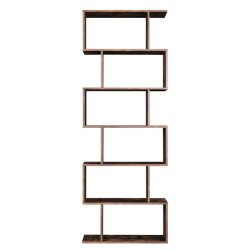 Reol - bogreol i industrielt design - rustik brun 190 x 24 x 70