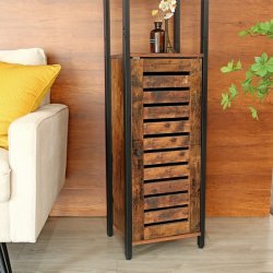 Reol med skab og 3 hylder - rustik brun gulvreol 37 x 30 x 167