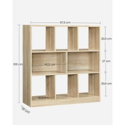 Rumdeler - fritst�ende bogreol - eg brun reol 97,5x30x100