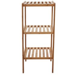 Skoreol og gulvreol med 3 bambus hylder - bambus reol 80x34x33 cm