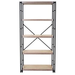 Bogreol - reol med 5 hylder 165 x 80 x 30 med 3D lys egetr struktur