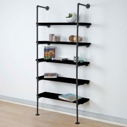 Vghngt reol i industrielt design - bogreol - mrkegr gulvreol 165x80x28