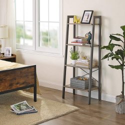 Reol - stigereol i industrielt design - gr beige 138 x 56 x 34