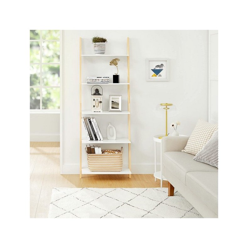 Stigereol - bogreol - hvid gulvreol i træ - 171 x 60 x 35