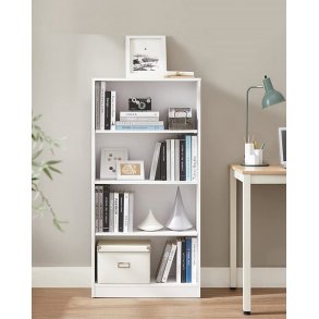 Bogreol - gulvreol og stuereol - hvid reol 60 x 24 x 121,5 cm