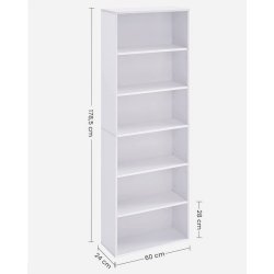 Bogreol - gulvreol og stuereol - hvid reol 60 x 24 x 178,5 cm