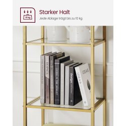 Stuereol - gulvreol med glas og gyldent stel 40x30,2x183,5